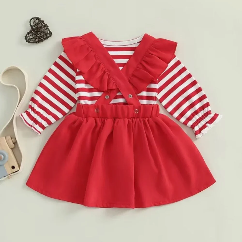 Christmas Santa Shirt & Dress Girls Outfit Set